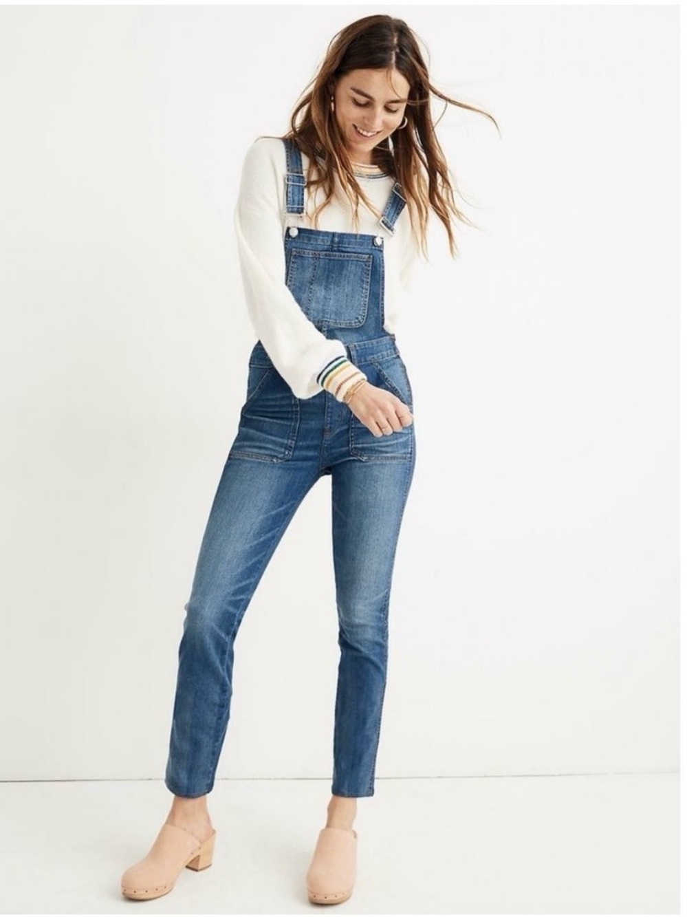 Women's Blue Denim Skinny Fit Overalls